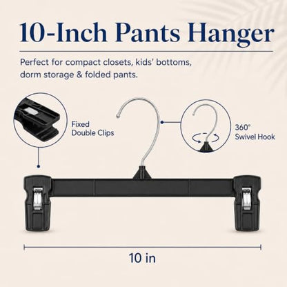 Smartor Black Pants Hangers 90 Pack, Skirt Hangers with Clips, 10 Inch - color: 90 Pack, size: 10