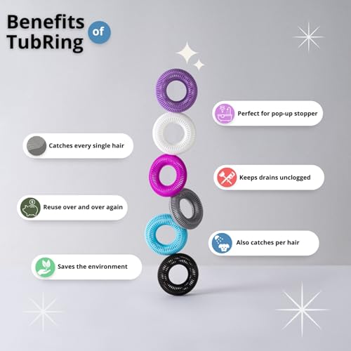 TUB RING The Ultimate Tub Drain Protector Hair Catcher/Strainer/Snare, Regular - Purple - color: Purple