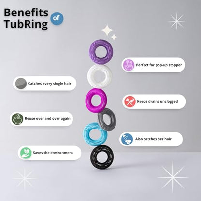 TUB RING The Ultimate Tub Drain Protector Hair Catcher/Strainer/Snare, Regular - Purple - color: Purple