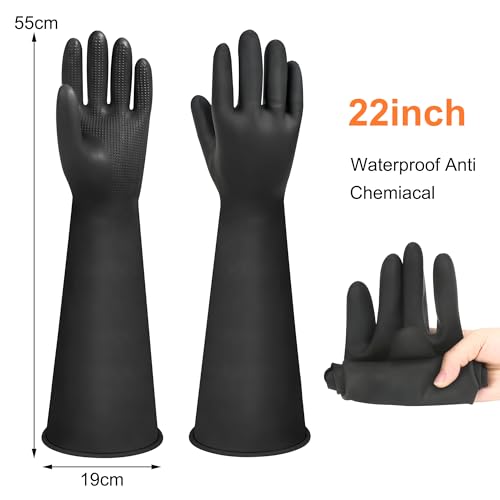 22" Upgraded Latex Gloves Chemical Resistant Gloves - color: 22 Inch