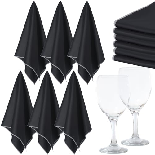 VitalCozy 6 Pcs Polishing Cloths for Wine Glass, Black - color: Black
