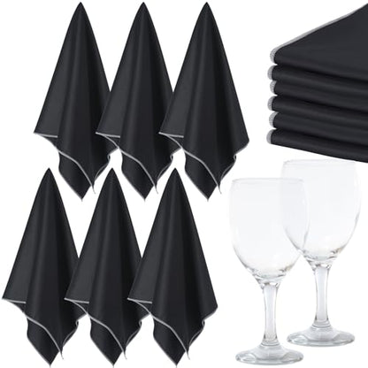 VitalCozy 6 Pcs Polishing Cloths for Wine Glass, Black - color: Black
