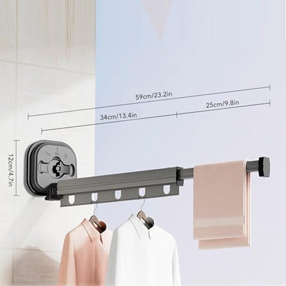 Wall Mount Folding Clothes Drying Rack, Strong Suction Cups