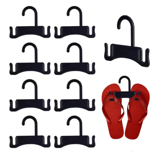 AHANDMAKER 10Pcs Black Sandal Hangers, Plastic Flip Flop Holder Organizer Space Saving Slipper Hooks Shoe Drying Rack for Retail Beach Shops Mall Display Home Storage, 3.1x3.9 Inches