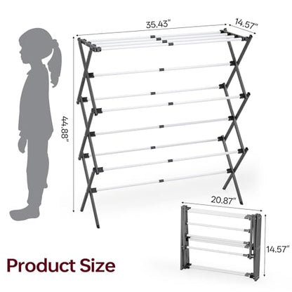 APEXCHASER Large Clothes Drying Rack, 14.57" D × 44.88" H - color: Grey White, size: Small