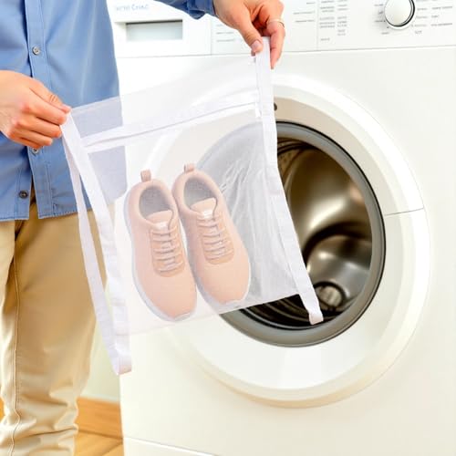 Shoe Dryer Bag, Mingting Large Wash Dry Net Bag 15.7x15.7 Inch for Sneaker Shoes Laundry Dryer Bags with Zipper and Strap for Most Dryers Door,White(1 Pack) - style: 1 Pack Shoe Dryer Bag