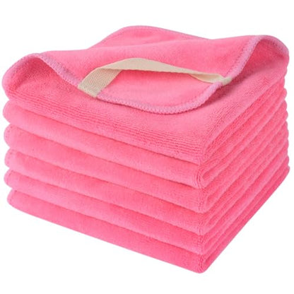 SINLAND Microfiber Facial Cloths Fast Drying Washcloth 12inch x 12inch Dark pink 6 pack - color: Dark Pink, size: 1 Count (Pack of 6)