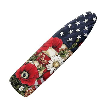 American Flag Poppy Iron Board Cover Stain Resistant Ironing Board Replacement Cover Thick Padding Fits Standard Size - color: American Flag Poppy