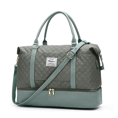 Large Travel Duffle Bag Carry on Weekend Bag with Shoes Compartment Gym Bags for Travel Women Men Waterproof Business Work Overnight Trips Sport Hospital Airplane Travel Essentials Green - color: A20-Green