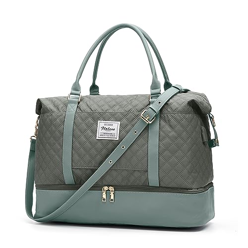 Large Travel Duffle Bag Carry on Weekend Bag with Shoes Compartment Gym Bags for Travel Women Men Waterproof Business Work Overnight Trips Sport Hospital Airplane Travel Essentials Green - color: A20-Green