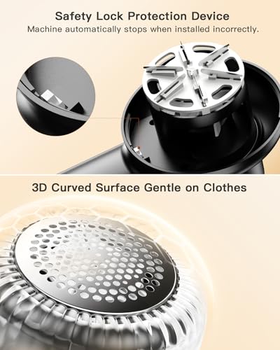 coldSky Rechargeable Fabric Shaver, Lint Shaver with Digital Display, Sweater Shaver with 6-Leaf Blades and Safety Lock, 3-Speeds Defuzzer Remove Fuzz, Pills from Clothes, Furniture, Sofa, Blanket - color: Black