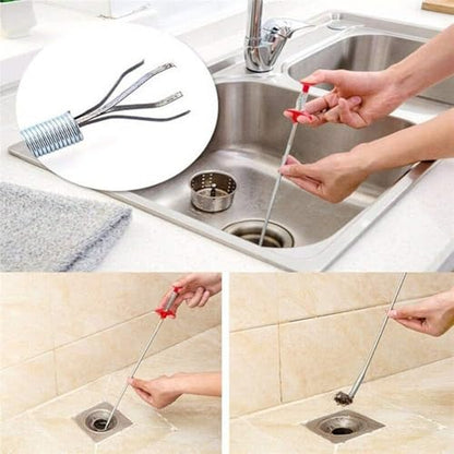33-Inch Drain Snake, Flexible 4-Claw Sink Hair Removal Tool
