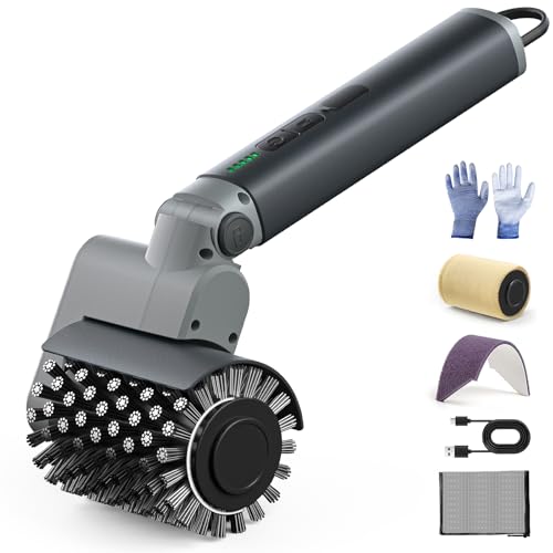 Electric Grill Brush for Outdoor Grill,150Mins Runtime BBQ Grill Cleaner with 3 Heads,3-Speed Control&Angle Adjust,Safe for Cast Iron/Stainless-Steel Grates,Ideal BBQ Gifts for Men/Dad