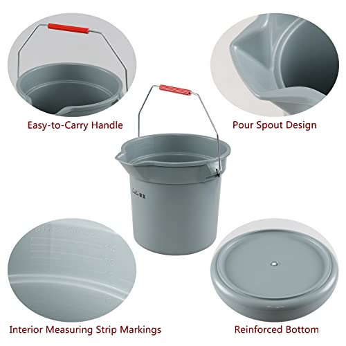 Saedy 4 Pack Round Commercial Cleaning Bucket, 14 QT Plastic Water Bucket