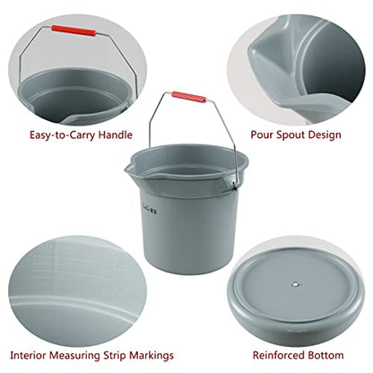 Saedy 4 Pack Round Commercial Cleaning Bucket, 14 QT Plastic Water Bucket