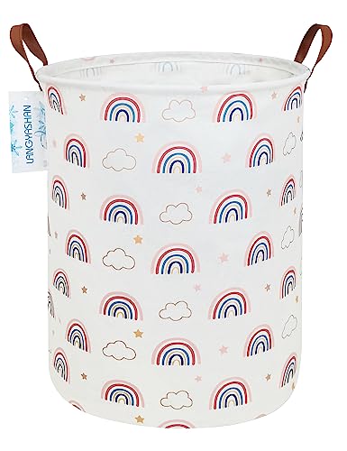 Round Laundry Basket Collapsible Storage Hamper Cloud Rainbow - color: Cloud Rainbow