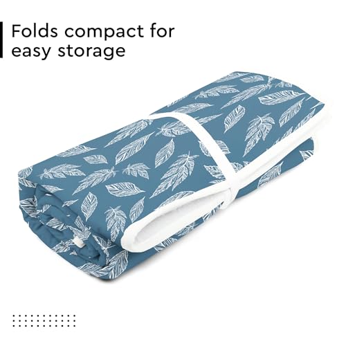 Encasa XO Ironing Mat, Heat Resistant Pad 48"x28" Big Leaves Blue - color: Big Leaves Blue, size: Large