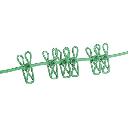 ALINNA Retractable Portable Clothesline, Travel Clothesline with 12 Clothespins for Indoor Laundry Drying, Outdoor Camping Accessories (Green) - style: Green