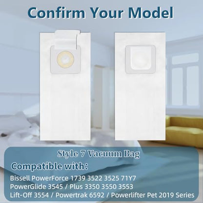 10 pack Style 7 Vacuum Cleaner Bags Replacement for Bissell PowerForce Upright Vacuums 1739 3522 3525 3545 3550 3554 6592 Series, Replace Part # 32120 - color: 10Pcs