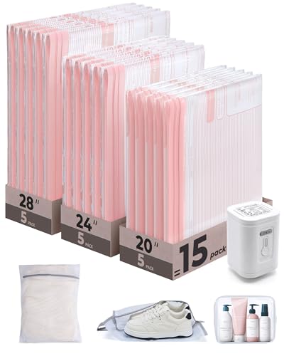 BAGSMART Travel Vacuum Bags with Rechargeable Electric Pump, 18PC Kit - size: 18 Pcs Travel Sets
