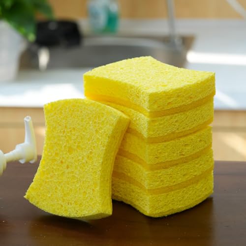 6-Pack Non-Scratch Kitchen Sponges – Durable Dish Sponges for Dishes, Pots, and Pans, Perfect for Cleaning Stainless Steel, Dishwashing, and More, Yellow - color: Yellow
