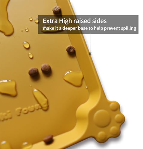Hoki Found Silicone Pet Food Mats Tray - Dog Pet Cat Feeding Mat - Waterproof Dog Cat Food Mats -Pet Water Mats for Carpet -Honey - color: Honey, size: 19" x 12"