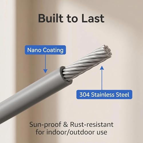 Retractable Clothesline, 14.04 Ft Clothes line Outdoors, Heavy Duty Stainless Steel Clothes Drying Line, Wall Mounted Laundry Line for Indoor, Outdoor, Balcony, Bathroom, Laundry Room