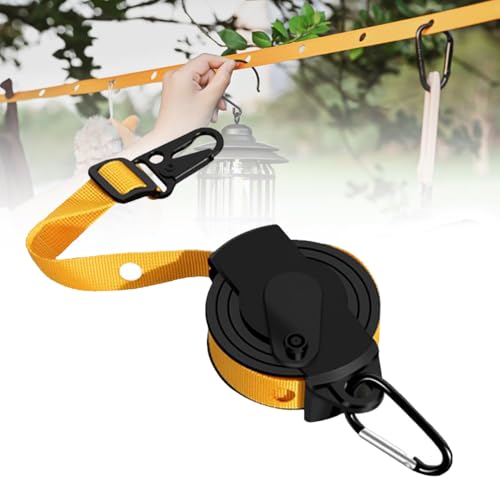 Travel Clothesline, Portable Camping Clothesline, 12 Feet Long with Hole, Used for Hotel Room Cruise Ship Indoor Outdoor (Yellow) - color: Yellow