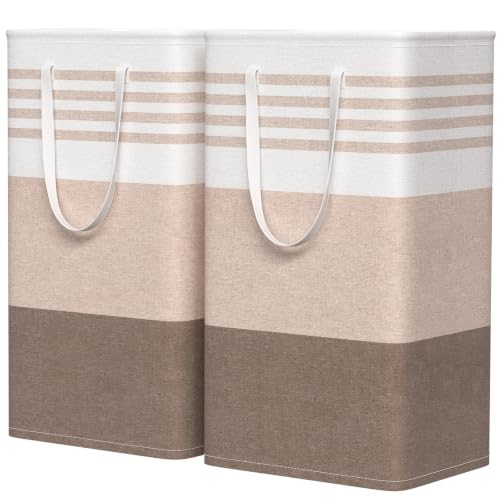 WOWBOX 2 Pack Laundry Baskets, Collapsible Dirty Clothes Laundry Hampers - color: Khaki, size: 88L