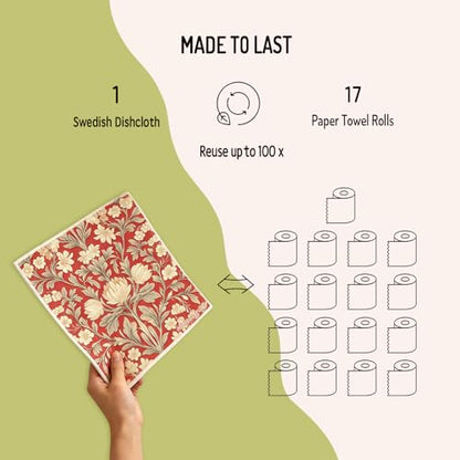Swedish Dishcloths for Kitchen 6 Pack, Reusable Paper Towels Super Absorbent, Biodegradable Quick Drying Washable Dish Cloths Dishwasher Safe, Perfect as Hostess or Housewarming Gifts (Plants) - color: Plants Theme