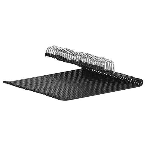 Amazon Basics Non-Slip Trouser/Slack Hangers, Pants Closet Organizer with Easy Slide Design, Metal with Rubber Coating, Black/Silver, 30-Pack