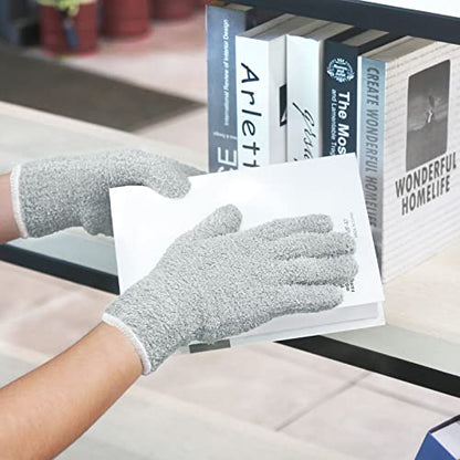Evridwear Microfiber Dusting Gloves 2 Pairs (Blue + Gray)