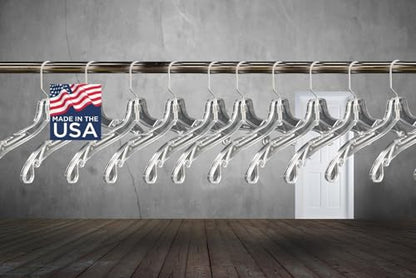 NAHANCO 17” Clear Mid-Heavyweight Plastic Hanger, 100 Pack, Made in USA - color: Clear