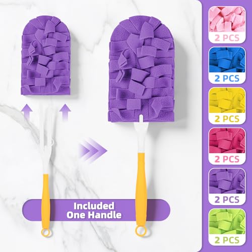 12 PCS Microfiber Reusable Duster Refills for Swiffer Duster - color: Vibrant Rainbow