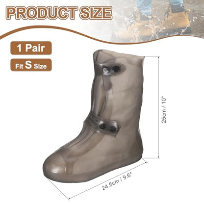 HARFINGTON Waterproof Shoes Cover S (US 4) Rain Galoshes w Double Buckle - color: Brown, size: S (US 4)