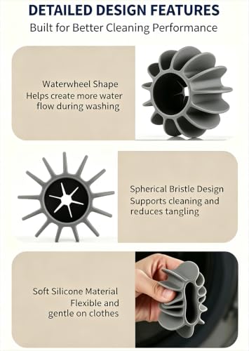 Reusable Magic Laundry Balls for Washing Machine, Anti-Tangle Anti-Stain Cleaning Tool, Pet Hair Remover & Lint Catcher, Manual Fur Catcher, No Electricity Needed (Grey,3pcs) - color: Gray, size: 3pcs