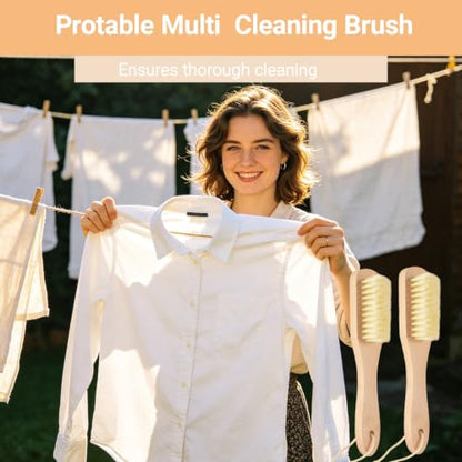 6 Pack Wood Laundry Brush Soft Bristle Shoe Stain Remover Brushes