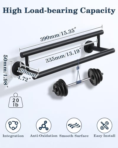 Alise Double Towel Bar Black,16" Towel Racks for Bathroom Wall Mounted - color: Matte Black, size: 16-Inch (2-Bars)