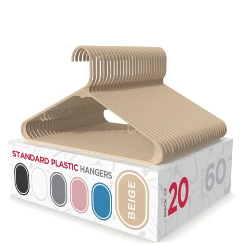Sharpty Plastic Hangers Clothes Hangers for Clothing, Closet, Coats & Shirts - Durable & Space Saving - for Everyday Standard Use, Room Essentials & Basics - 20 Pack - Beige - color: Beige, size: 20