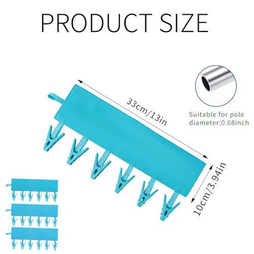 Mini Clothespins Travel Hangers 3-Pack Solid Blue, Foldable Portable Clothes Hangers with 6 Non-Slip Clips for Socks Swimsuit Towel Drying Rack, Cruise Dorm Camping Travel Essentials - color: 3-blue