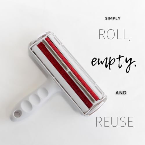 Reusable Pet Hair Remover & Lint Roller – Washable, Portable Tool for Dog & Cat Hair Removal on Clothes, Furniture, Carpet & Car – Effective Roller for Easy Fur & Lint Removal (Red) - color: Red