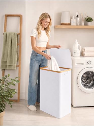 IEGrow Laundry Hamper with Lid,110L Laundry Basket with Mesh Bags,White - color: White, size: 110L
