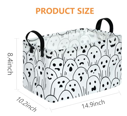 Halloween Box Hamper Storage Basket Collapsible Organizer Bin Gift Shelf Baskets for Home and Kitchen Storage - color: Halloween ghost