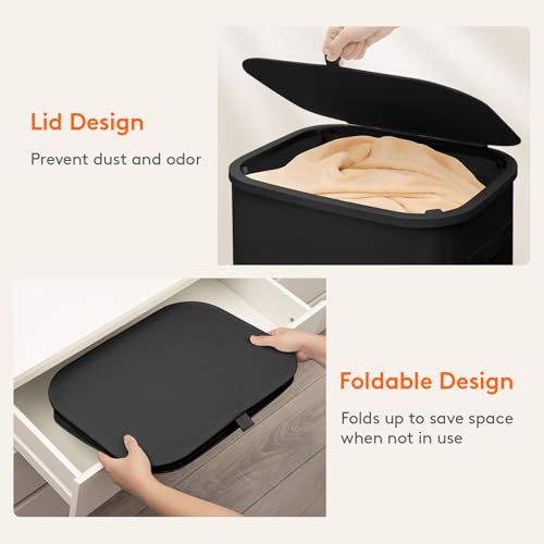 Lifewit Slim Laundry Basket with Lid and Removable Bag, 65L, Black - color: Black, size: 65L