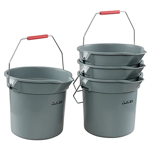 Saedy 4 Pack Round Commercial Cleaning Bucket, 14 QT Plastic Water Bucket