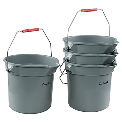 Saedy 4 Pack Round Commercial Cleaning Bucket, 14 QT Plastic Water Bucket