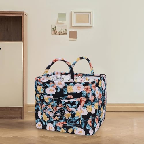 Boho Fabric Storage Basket, Large Capacity Laundry Basket, 12.2'' x 10.23'' x 10.23'' Collapsible Laundry Hamper with Easy Carry Handles (A Multi-Color 4, L) - color: A Multi-Color 4