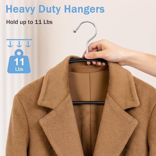 20 Pack Black Plastic Clothes Hangers, 17 Inch Sweater Hangers