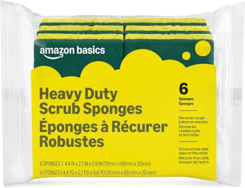 Amazon Basics Heavy Duty Scrub Sponges,Dual-Sided Design,Yellow/Green, 36 Count (6 Packs of 6), Packaging May Vary - size: 36-Pack, style: Heavy Duty