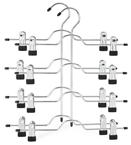 TOPIA HANGER 4 Tier Metal Skirt Hangers with Clips 80% Space Saving 2 Pack - color: Black, size: 2 Pack